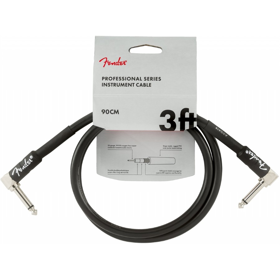 Fender Professional Series Black 3 ft (90 cm) L-L Uçlu Pedal Ara Kablosu - 1