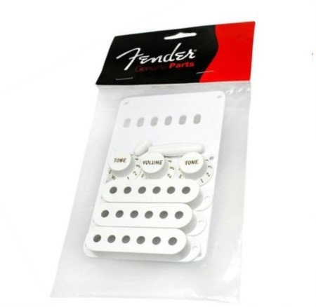 Fender Stratocaster Accessory Kit White Knobs Kits & Pick Up Covers - Thumbnail