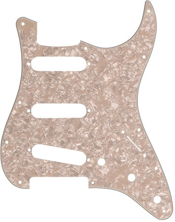 Fender - Fender Stratocaster Pickguard 11 Delikli S/S/S, Eskitme Sedef (Aged White Moto)