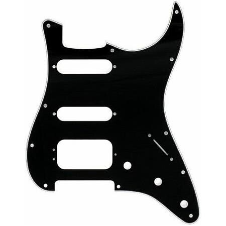 Pickguard, Stratocaster® H/S/S, 11-Hole Mount (3-Screw Mount HB), 3-Ply, Black - 2