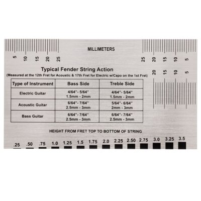 Fender String Action Gauge Paslanmaz Çelik Tel Yüksekliği Ölçüm Cetveli - 2