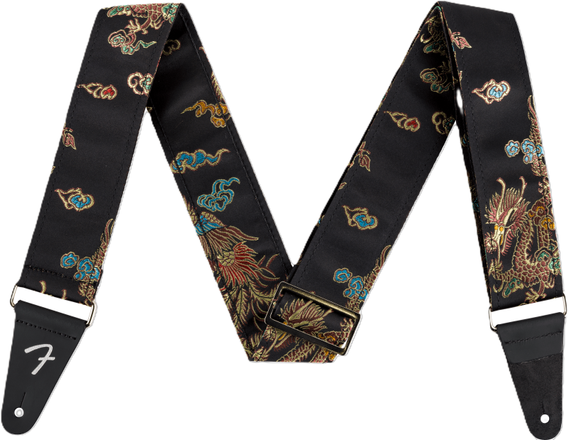 Fender Weave Saten Dragon Siyah Gitar Askısı - 1