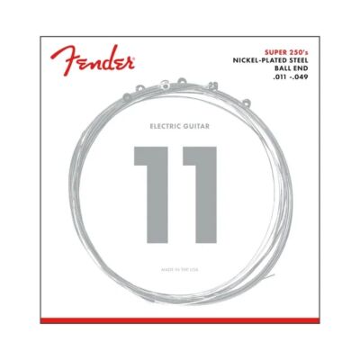 Super 250 Guitar Strings, Nickel Plated Steel, Ball End, 250M Gauges .011-.049, (6) - Fender