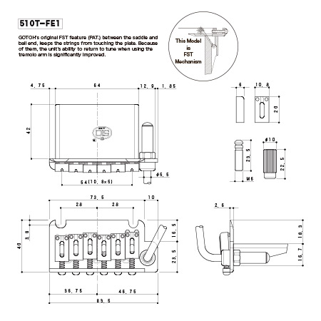 Gotoh 510T-FE1 Strat Stil Gold Tremolo Köprüsü - Thumbnail