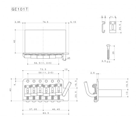 Gotoh GE101T-C Vintage Tremolo Gitar Köprüsü - Thumbnail