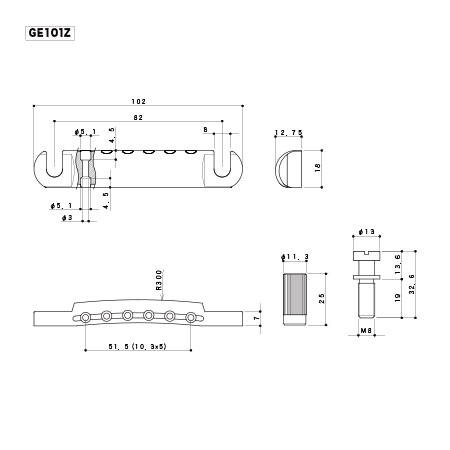 Gotoh GE101Z-BK TailPiece Gitar Köprü - Thumbnail