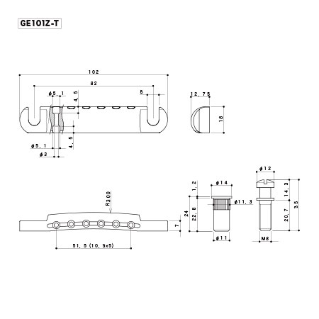 Gotoh GE101G Gold Tail Piece Gitar Köprüsü - Thumbnail