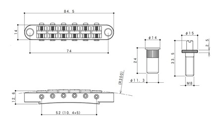 Gotoh GE103BT-G Gold Tune O Matic Köprü - Thumbnail