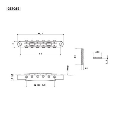 Gotoh GE104B-B Black Tune O Matic Köprü - Thumbnail