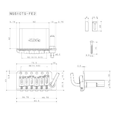 Gotoh NS510TS-FE2-GG Elektro Gitar Tremolo Köprü Seti-Çelik Blok - Thumbnail