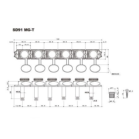 Gotoh SD91-05MR-MGT Vintage Stil Nikel Elektro Gitar Burgusu 6 Sıra - Thumbnail