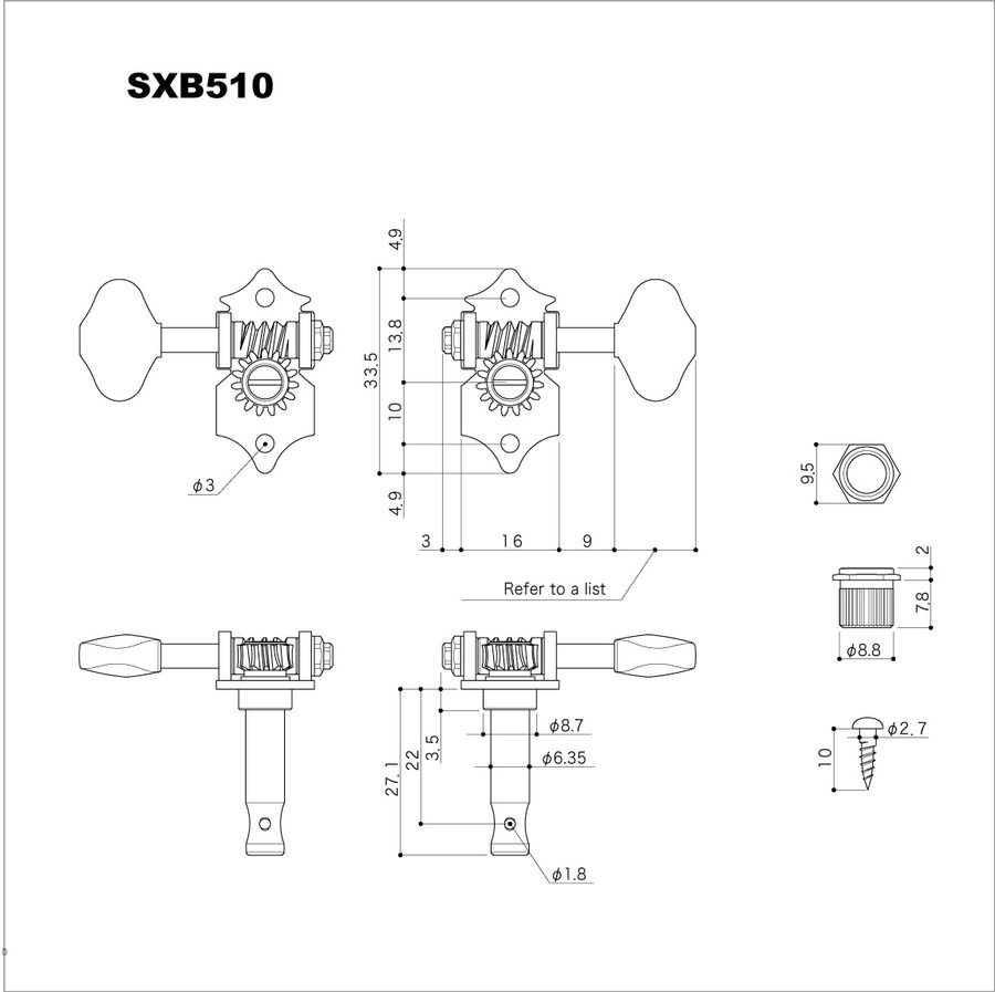 Gotoh SXN510-05M-C 3+3 Krom Gitar Burgusu - 2