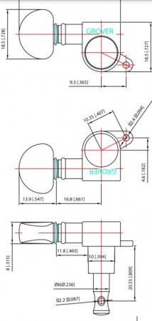 Grover 205BC6 Mini Rotomatics 6 in Line-Tek Sıra Elektro Gitar Burgu Takımı - Thumbnail