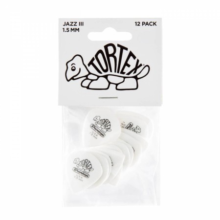 Jim Dunlop 482P1.50 Pitch Tortex White Jazz III -12'li Paket - Thumbnail