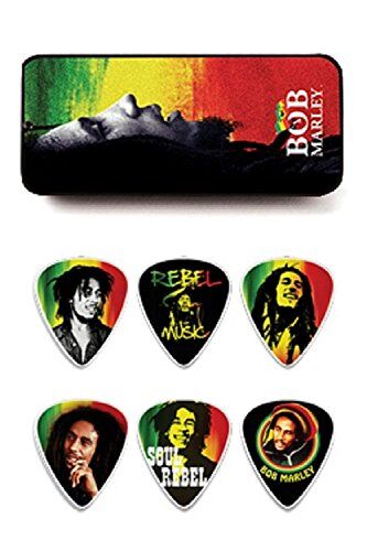 Jim Dunlop BOBPT02H Bob Marley Rasta Pick Tin Heavy 6’lı Gitar Penası Koleksiyon Seti - 1