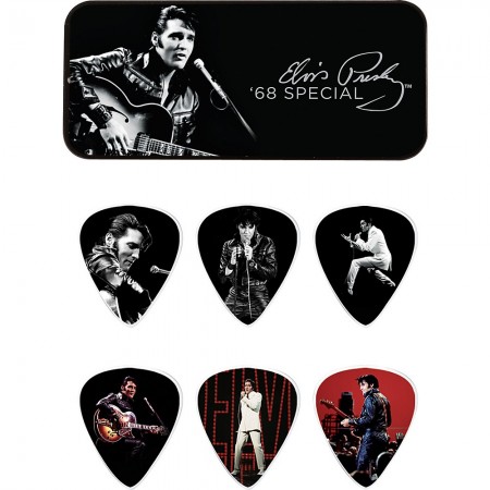 Jim Dunlop Elvis Presley '68 Special Pick Tin 6 Medium Pena Seti