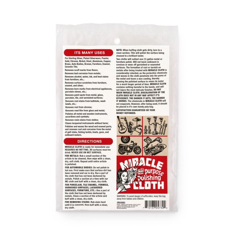 Jim Dunlop Miracle Cloth MCR12 12 İnç Temizlik ve Parlatma Bezi | Metal, Ahşap ve Lake Yüzey Uyumlu - 3