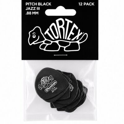 Jim Dunlop Tortex® Pitch Black Jazz III 0.88mm 12'li Set - Jim Dunlop