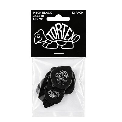 Jim Dunlop Tortex® Pitch Black Jazz III 1.35 12'li Set Pena - Jim Dunlop