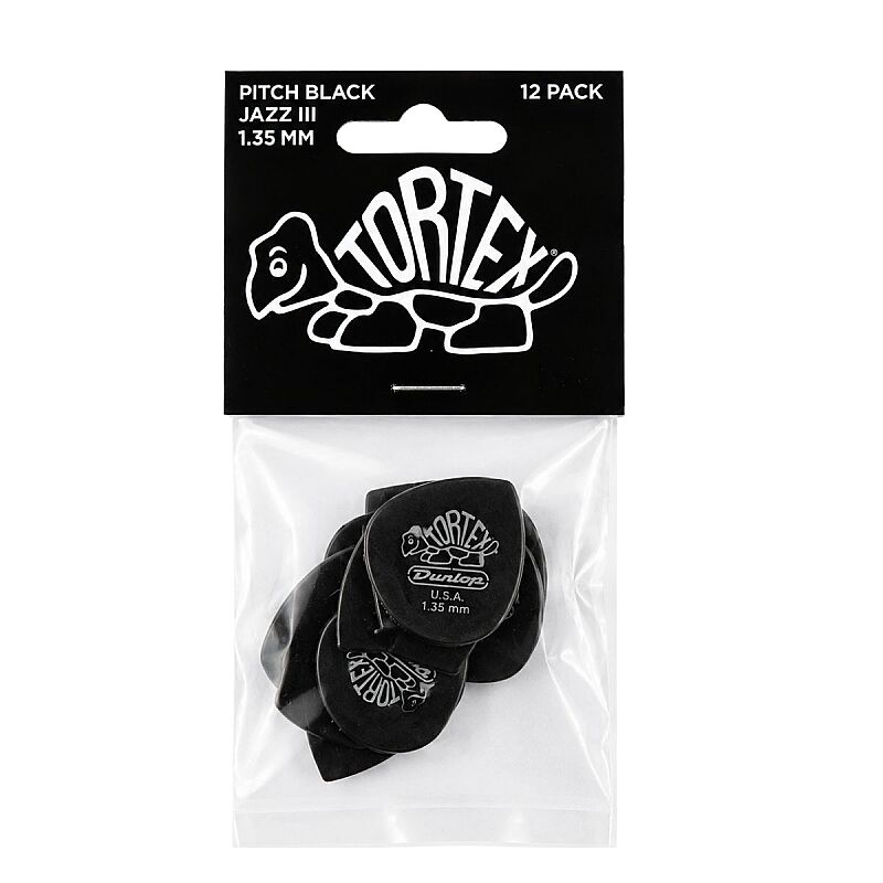 Jim Dunlop Tortex® Pitch Black Jazz III 1.35 12'li Set Pena - 1