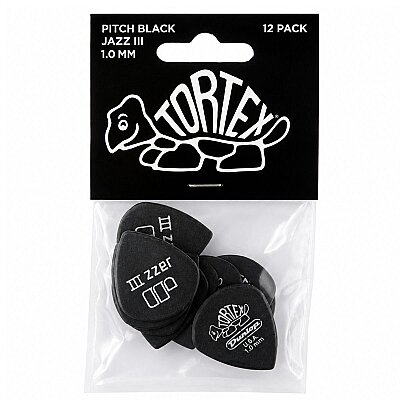 Jim Dunlop Tortex® Pitch Black Jazz III 1mm 12'li Set Pena - Jim Dunlop