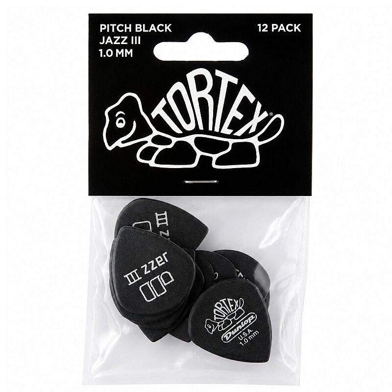 Jim Dunlop Tortex® Pitch Black Jazz III 1mm 12'li Set Pena - 1