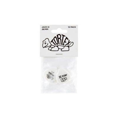 Jim Dunlop Tortex® White Jazz III .88 12'li Set Pena - Jim Dunlop