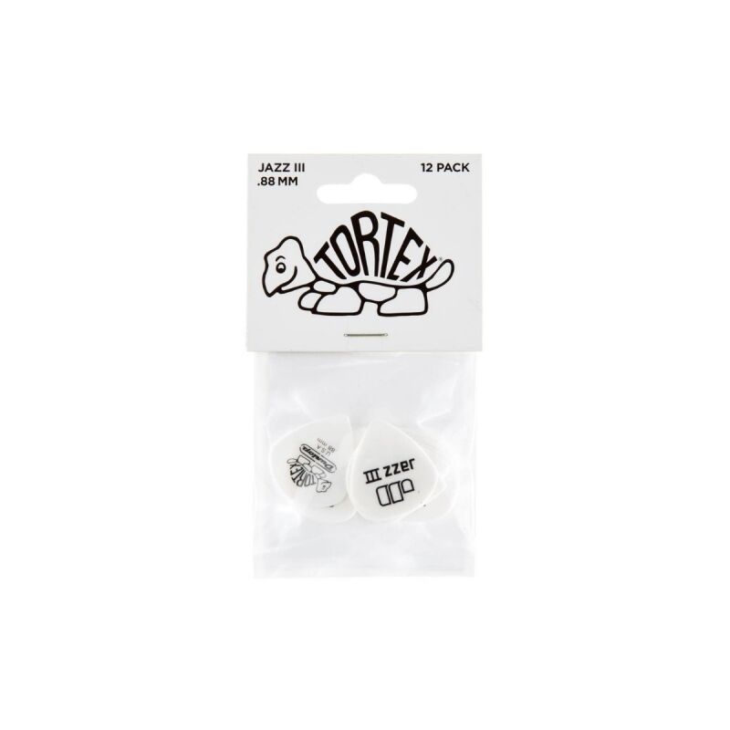 Jim Dunlop Tortex® White Jazz III .88 12'li Set Pena - 1