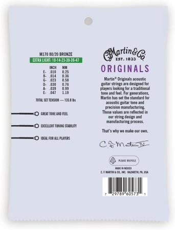 Martin M170 Extra Light Bronze 10-47 Akustik Gitar Tel Takımı - 2