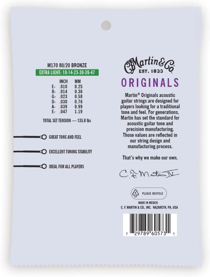 Martin M170 Extra Light Bronze 10-47 Akustik Gitar Tel Takımı - 2