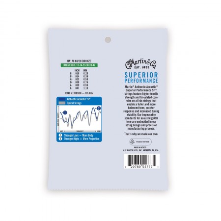 Martin MA170 Otantik Sp® 80/20 Ekstra Light Bronz Akustik Gitar Tel Takımı (10-47) - 2