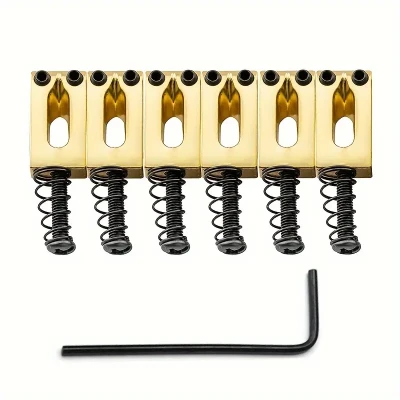 Elektrik Gitar 10.5mm Tremolo Alüminyum Köprü Strat Saddle Seti (Altın Renk) - 2