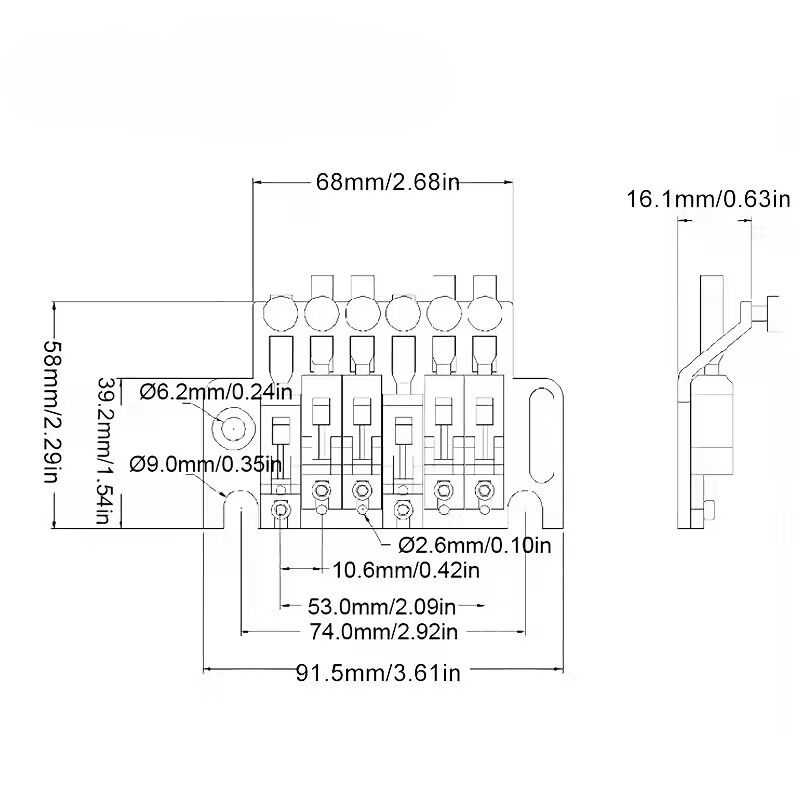 Mings 6 Telli Floyd Rose Tremolo Köprü Seti – Siyah - 2