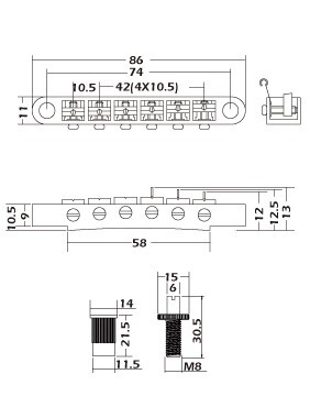 Mings - Mings TM002 Tune O Matic Gitar Köprüsü