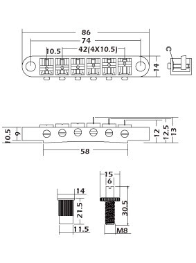 Mings - Mings TM003 Tune O Matic Gitar Köprüsü