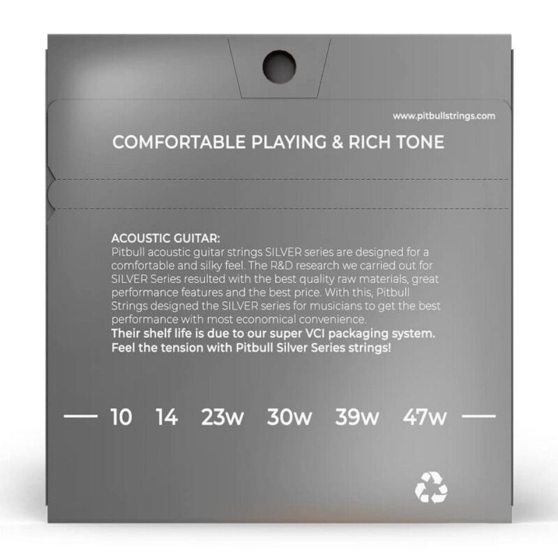 Pitbull Strings Silver Series SAG Süper Light 10-47 Akustik Gitar Tel Takımı - 2