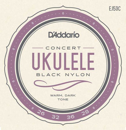 UKULELE TEL SETİ, HAWAIAN / CONCERT, BLACK NYLON, - 