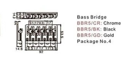 Dr Parts BBR5-CR 5 Telli Bas Gitar Köprü Chrome - 2