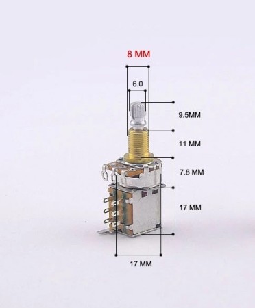 WD B500K 8mm Push Push Pririnçli Shaft Gitar Potans - Thumbnail