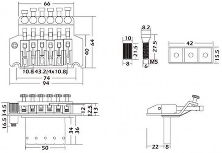 Wilkinson WODL1 Floyd Rose Tremolo Chrome Set - Thumbnail