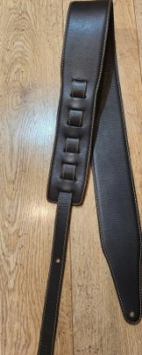 Özel Yapım Siyah Deri Gitar Askısı - Woody